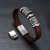 Punk Factory Direct Stainless Steel Magnetic Snap Cattle Leather Bracelet Simple Men's Titanium Steel Leather Bracelet One-Piece Delivery