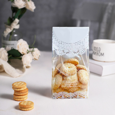 Cookies Biscuits Bag Transparent Baking Grocery Bag Dessert Candy Nougat Biscuit Snowflake Crisp Mechanical Sealing Pocket Doypack