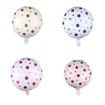 New 18-Inch round Dotted Happy Birthday Aluminum Foil Balloon Wholesale Birthday Party Decoration