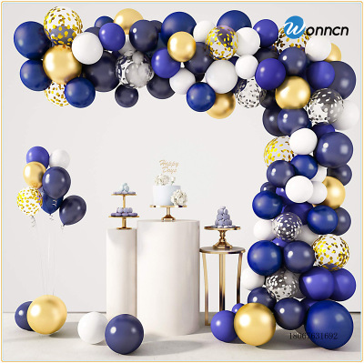 Blue Latex Balloon Chain Party Suit Birthday Festival Decoration Metal Sequins Balloon Background Manufacturer