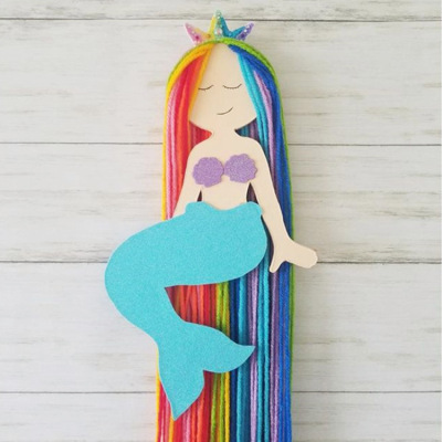 INS Decorative Tassels Mermaid Wall Decoration Children's Room Hairpins/Hairbands Storage Belt Girls Jewelry Organizing Rack