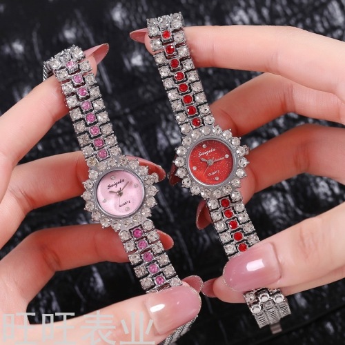 foreign trade bracelet watch full diamond women‘s watch starry sky face watch small thin strap silver student ins style quartz watch