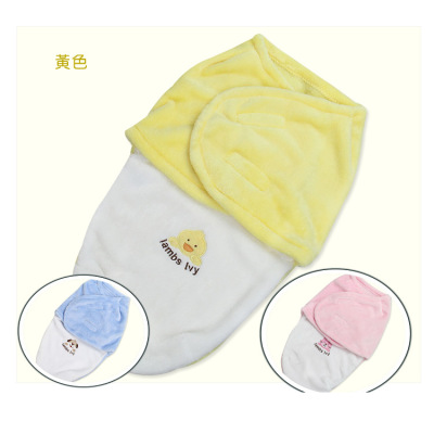 Soft Flying Flannel Baby Embroidered Swaddling Cartoon Animal Single Layer Spring and Autumn Maternal and Child Home