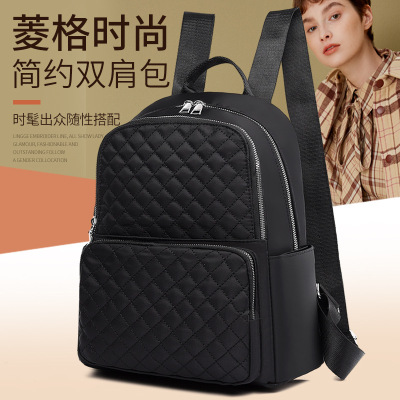 Oxford Cloth Backpack for Women 2021 New Korean Style Trendy Diamond Fashion Schoolbag Simple Travel Backpack Women's Bag