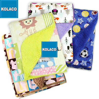 New design cartoon pattern kids rib blanket baby