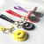 Cute Smiley Face Makeup Mirror Car Key Ring Pendant Creative Silicone Bag Ornaments Small Jewelry