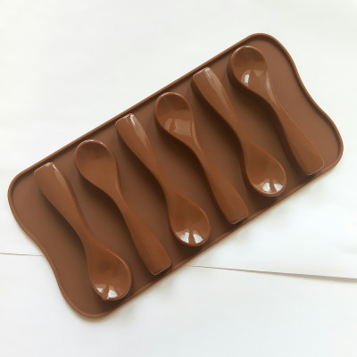 Silicone Chocolate Mold Jelly Candy Ice Tray Spoon Soup Spoon Spoon Cake Baking Mold Diy6 with Spoon