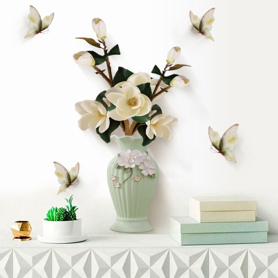 Lukang Sk6133 Vase Rich Four Butterflies Chinese Style Classical Literature Living Room Bedroom Study Waterproof Wall Stickers
