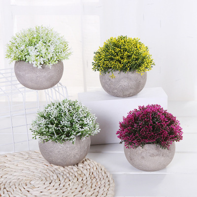 Simulation Baby Tear Plant Bonsai Four-Leaf Clover Office Indoor Grass Fake Flower Pot Table Decoration Greenery Decoration