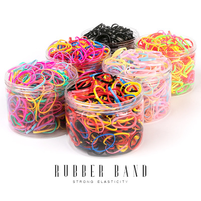 New Boxed Hair Rope Black Large Cylinder Bottle Color High Elastic Hair Band Strong Pull Constantly Children Disposable Small Rubber Band