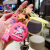 Cute Rainbow Horse Unicorn Makeup Mirror Keychain Pendant Car Cartoon Hanging Ornaments Handbag Pendant