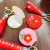 Trending Cartoon Little Red Flower Makeup Mirror Car Key Ring Pendant Lovely Bag Hanging Ornament Folding Makeup Mirror