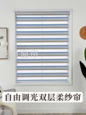 Factory Direct Sales Soft Gauze Shutter Louver Curtain Double-Layer Roller Shade Day & Night Curtain Kitchen Shading Shade Curtain