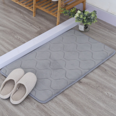 [Factory Direct Sales] Quilted Coral Fleece Non-Slip Bathroom Mats Bathroom Entrance Mat Wholesale Custom Carpet