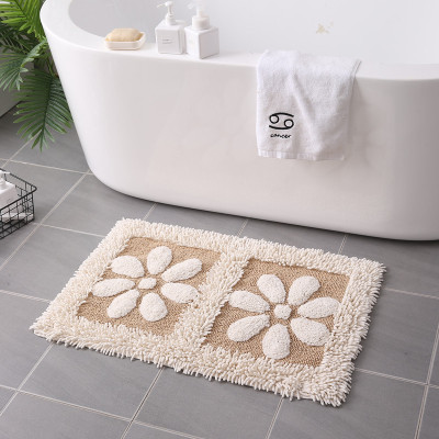 Shida Petals Hand-Woven Chenille Blanket Floor Mat Bathroom Entrance Non-Slip Absorbent Floor Mat Machine Washable