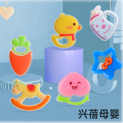 Customized Baby Teething Stick Teether Silicone Yaoyaole Tableware Artifact Water Boiling Suitable Baby Grabbing Biteable Prevent Hand Sucking Toy