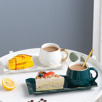 2021 New Home Breakfast Cup Plate Set Office Afternoon Tea Dessert Plate Coffee Cup Combination Foreign Trade Cross-Border
