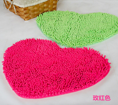 Shida Cute Heart Shape Chenille Coral Fleece Carpet Mat/Bedroom Bedside Blanket/Door Mat Can Be Customized