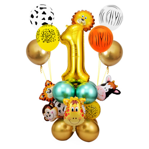 Foreign Trade New Forest Animal Party Set Balloon Large Number Combination Aluminum Mold Balloon Birthday Layout Decoration