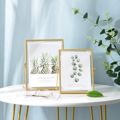 Nordic Ins Geometric Metal Glass Photo Frame Creative Herbarium Home Desktop Decoration Handmade Crafts