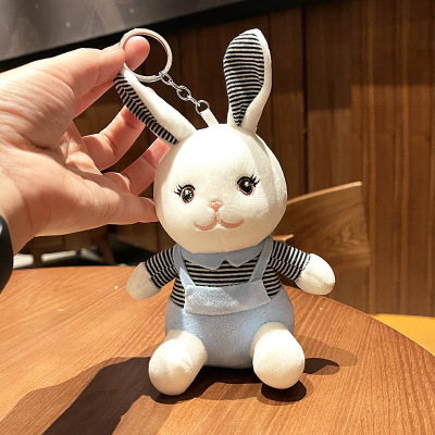 New Cute Strap Rabbit Keychain Big Ear Plush Cartoon Doll Prize Claw Toy Backpack Decorative Pendant