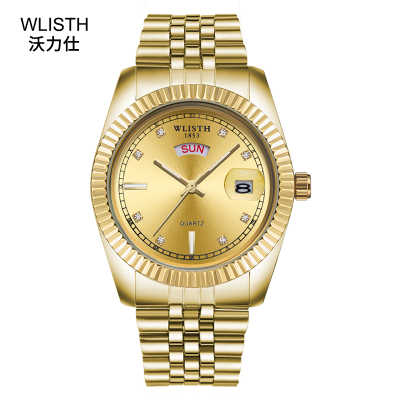 Men's Watch Business Classic Men's Watch European and American Gold Quartz Watch Steel Strap Watch Factory Wholesale