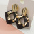 Black Gold Hollow Flower Rectangle Irregular Geometric Vintage Earrings Metal Ear Rings European and American High-Key Eardrop