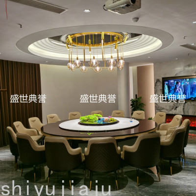 Hotel Marble Electric Turntable Table Modern Light Luxury Electric Table Restaurant Box Solid Wood Large round Table