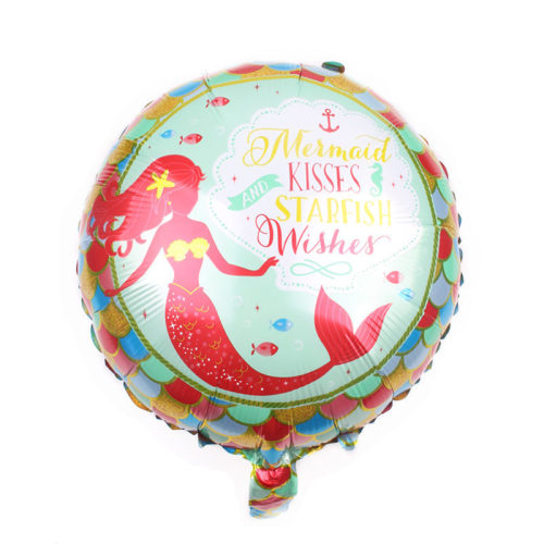 Summer Mermaid Balloon Birthday Party Decoration Cartoon Balloon Summer Mermaid Happy Birthday 18-Inch Balloon 