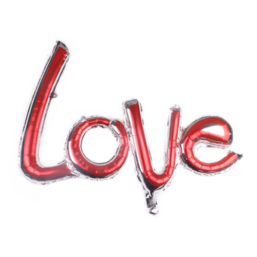 New Silver Edge Love Red Letter Aluminum Film Balloon Conjoined Letter Aluminum Foil Balloon Birthday Party Decoration