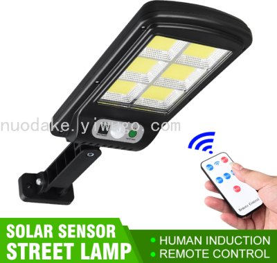 6cob Solar Human Body Induction Lamp Outdoor Waterproof Solar Garden Lamp Small Street Light with Remote Control