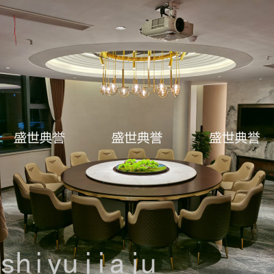 Star Hotel Solid Wood Furniture Customized the Seafood Restaurant Box Electric Dining Table Marble Electric Turntable