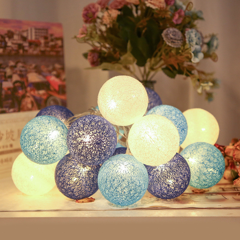 led电池盒生日表白小彩灯闪灯ins网红卧室房间装饰泰国棉线球灯串