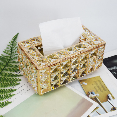 European and American Ins Tissue Box Crystal Paper Extraction Box Household Desk Storage Box Creative Gift Living Room Coffee Table Tissue Box