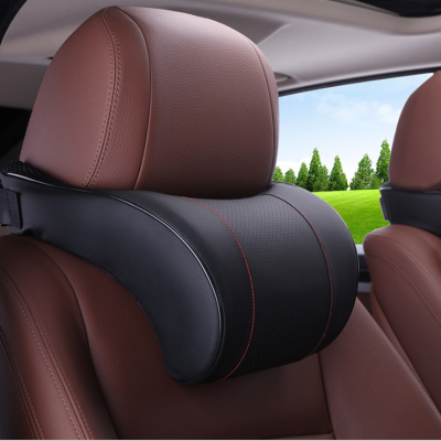 Adjustable Automotive Headrest Lumbar Support Pillow Leather Neck Pillow Back Cushion