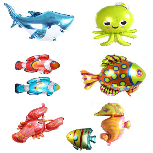 Large Marine Animal Balloon Aluminum Film Octopus Inflatable Toy Great White Shark Seaside Party Decoration Helium