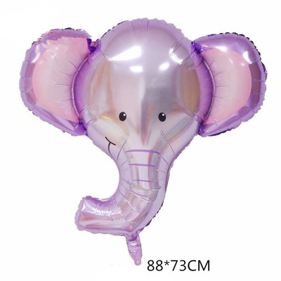 Special-Shaped Purple Long-Nose Elephant Head Aluminum Balloon Birthday Balloon Wholesale Balloon Toy Balloon Decorative Balloon