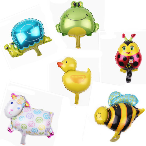 Mini small Animal Bee Frog Snail Duck Sheep Aluminum Balloon Birthday Party Decoration