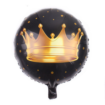 New 18-Inch Black Crown round Aluminum Foil Balloon Wholesale Crown round Aluminum Balloon Decoration