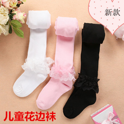 Spring Popular Knitted Cotton Lace Baby's Socks Lace Children's Pantyhose Girls' Leggings Solid Color Dance Pantyhose