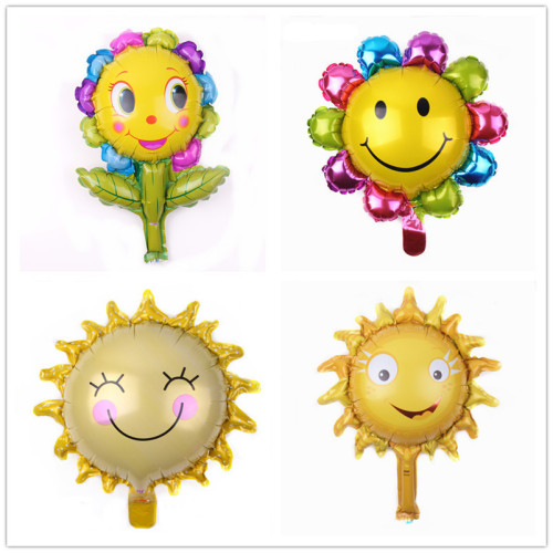 New Mini Smiley Face SUNFLOWER Aluminum Balloon Wedding Room Wedding Ceremony Set Valentine‘s Day Party Decoration