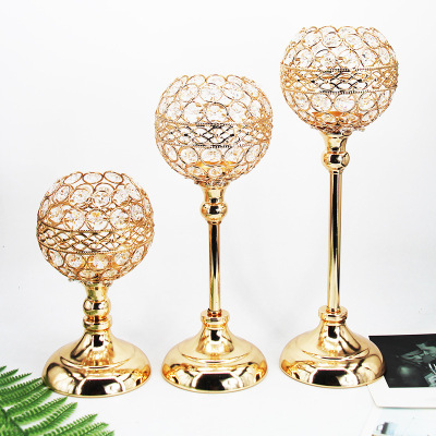 Hot Sale Crystal Candlestick European Wedding Hardware Props Crafts Table Flower Decoration Pictures Area Sign-in Desk Decorations