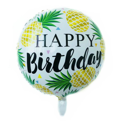 New 18-Inch round Pineapple Aluminum Balloon Summer Theme Balloon Children's Birthday Decoration Wholesale Balloon