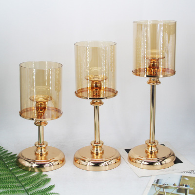 European Style Table Candlestick Decoration Nordic Romantic American Crystal Candle Holder Gold French Decoration Decoration Manufacturer