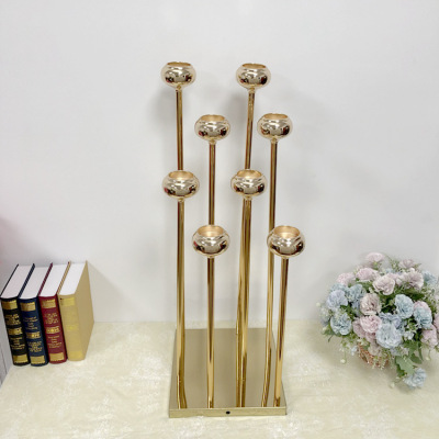 Factory Direct Sales Wrought Iron 8-Head Metal Candlestick Road Index for Decoration of Wedding Holiday Desktop Layout Hotel Supplies Props