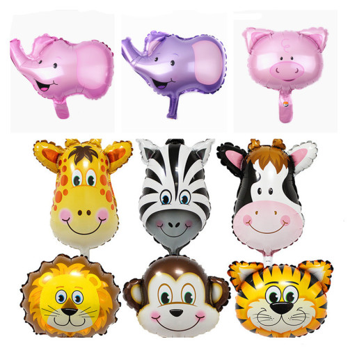 cartoon balloon aluminum film cartoon balloon wholesale mini animal head tiger monkey aluminum film cartoon balloon