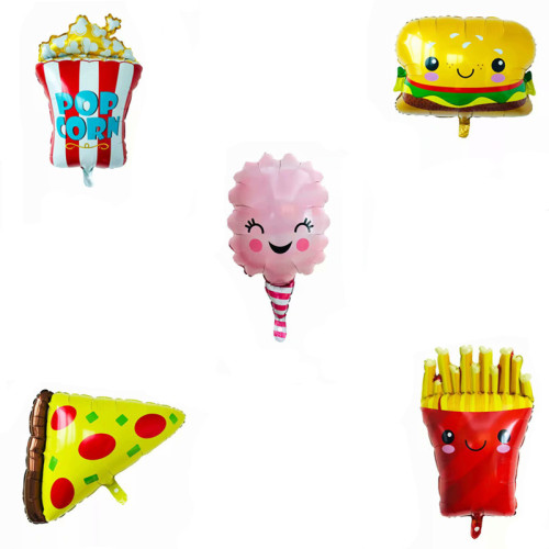 new pizza hot dog popcorn hamburger aluminum film balloon food series balloon wholesale