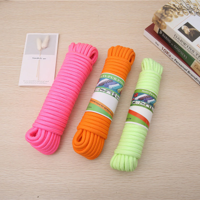 Fluorescent Braided Rope Binding Rope Nylon Rope Wear-Resistant Household Decoration Craft Strapping Outdoor Curtain Rope Color