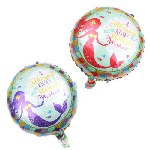 new round mermaid aluminum foil balloon wholesale birthday toy decoration party gas