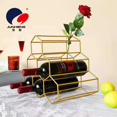 Nordic Light Luxury Metal Wine Rack Storage Rack Red Wine Wine Bottle Decor Storage Home Bar Plaid Diamond Wine Rack